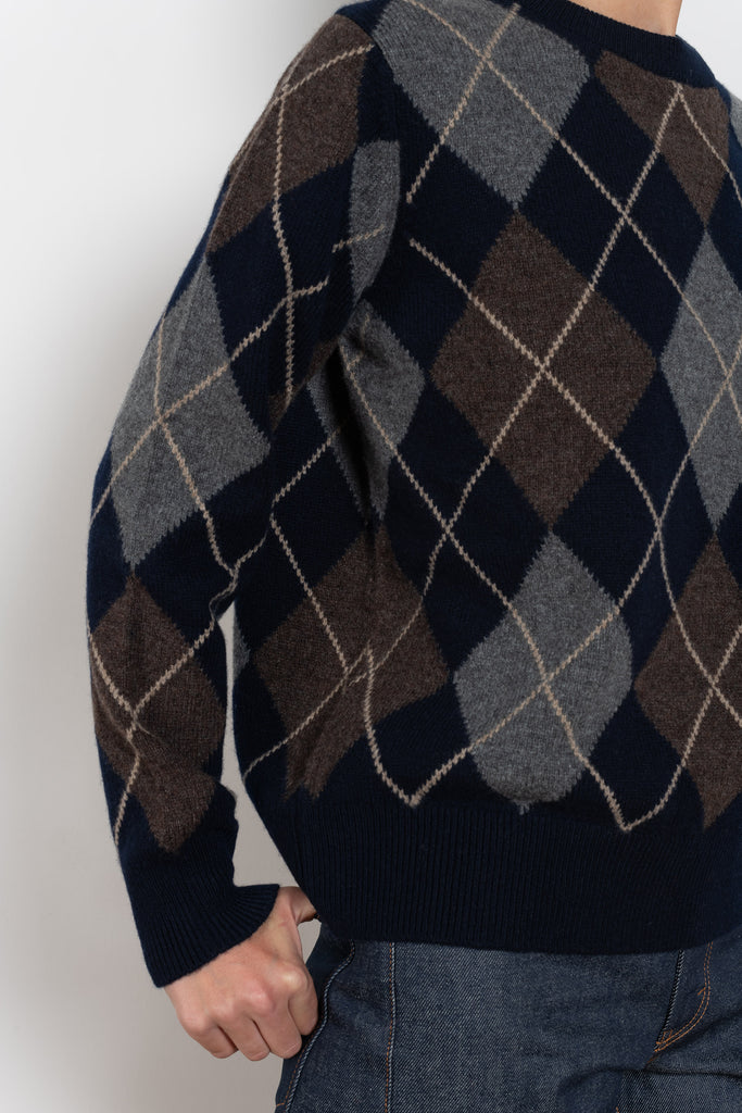 and daughter argyle crewneck navy