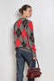 and daughter argyle crewneck grey with red