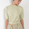 The Half Sleeved Sweat by Auralee is a cropped sweater with a half sleeve in a high quality ultra fine cotton