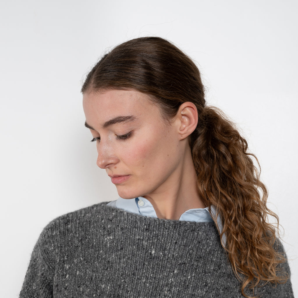 Auralee Tweed Knit Boatneck