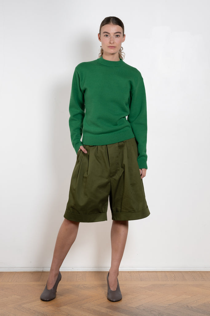 Auralee Wool Mock Neck green