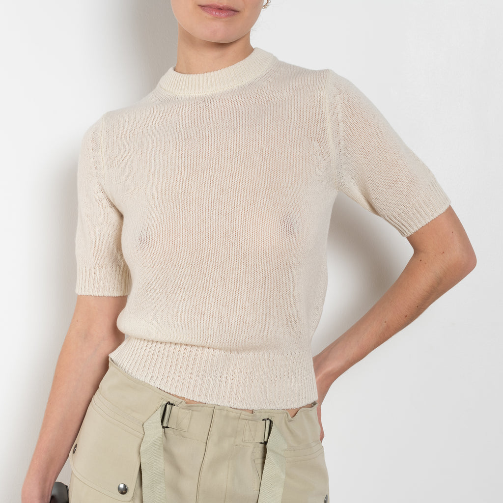 The Cashmere Knit Tshirt by Auralee is a short sleeved knit top in a super soft yet chunky cashmere knit
