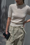 The Cashmere Knit Tshirt by Auralee is a short sleeved knit top in a super soft yet chunky cashmere knit