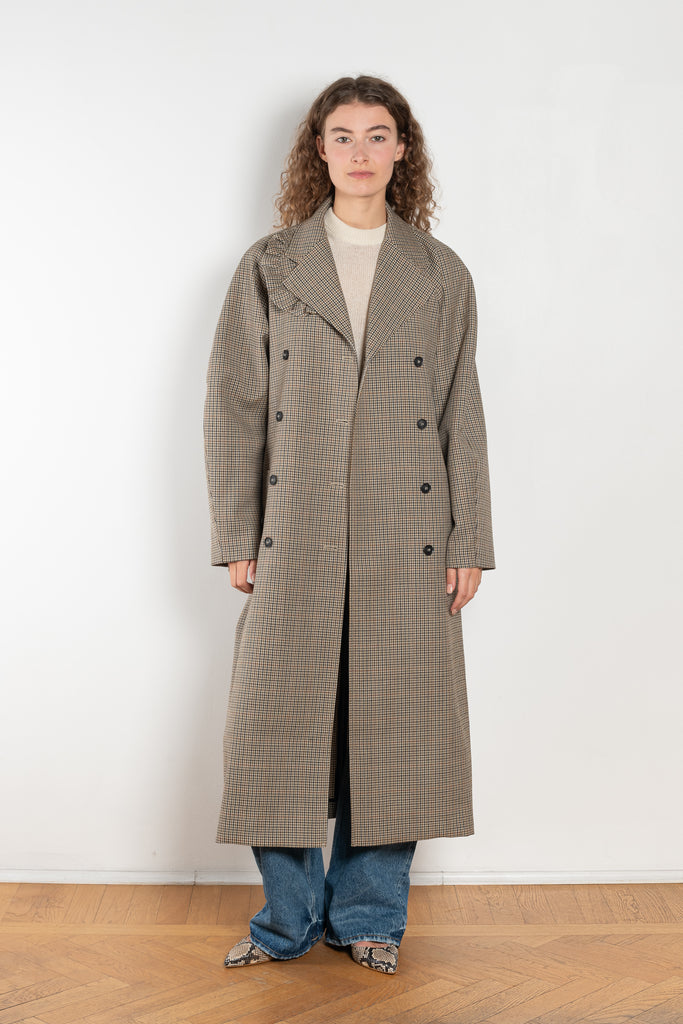 The Cordelia Coat by Bite is crafted from high-quality houndstooth check wool with a oversized silhouette