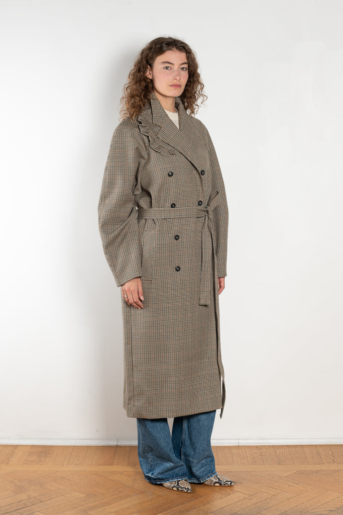 The Cordelia Coat by Bite is crafted from high-quality houndstooth check wool with a oversized silhouette