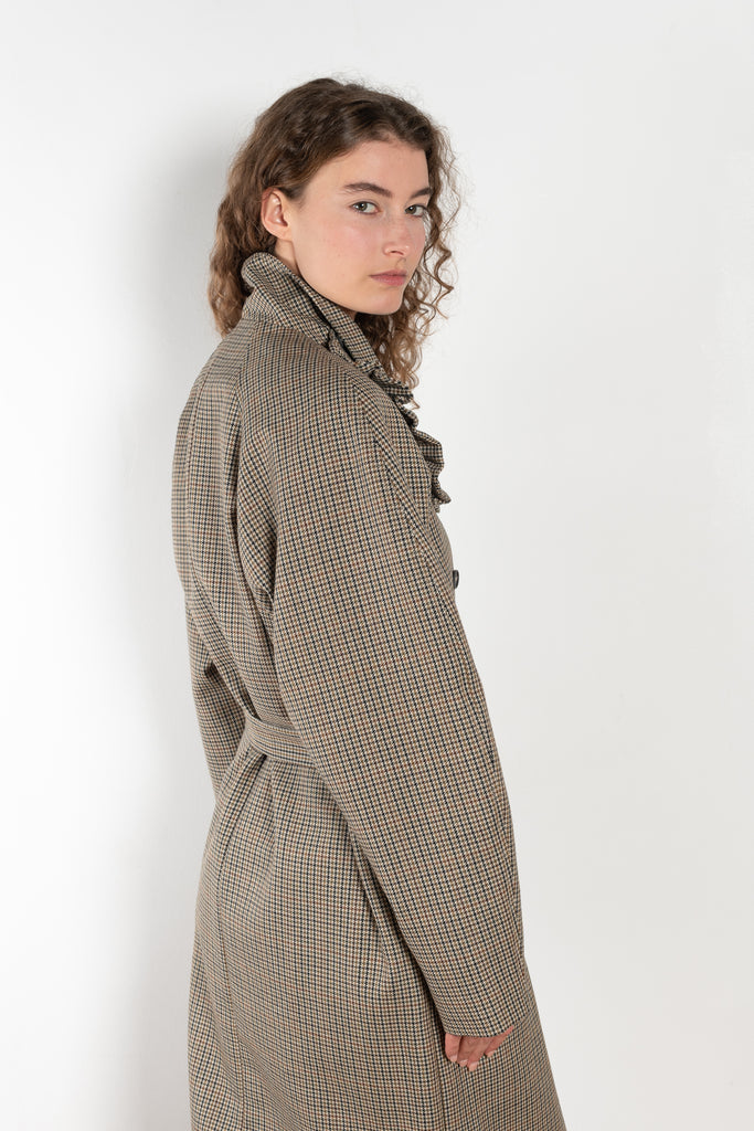 The Cordelia Coat by Bite is crafted from high-quality houndstooth check wool with a oversized silhouette