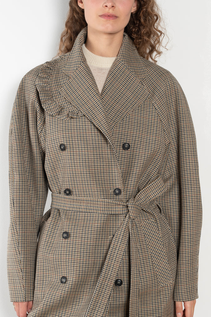 The Cordelia Coat by Bite is crafted from high-quality houndstooth check wool with a oversized silhouette