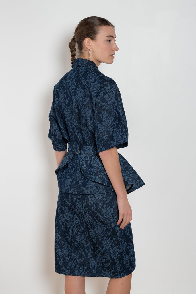 Bite Lace Print Denim Shirt