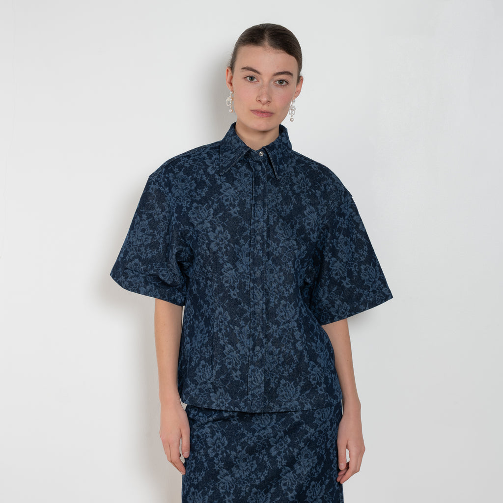 Bite Lace Print Denim Shirt