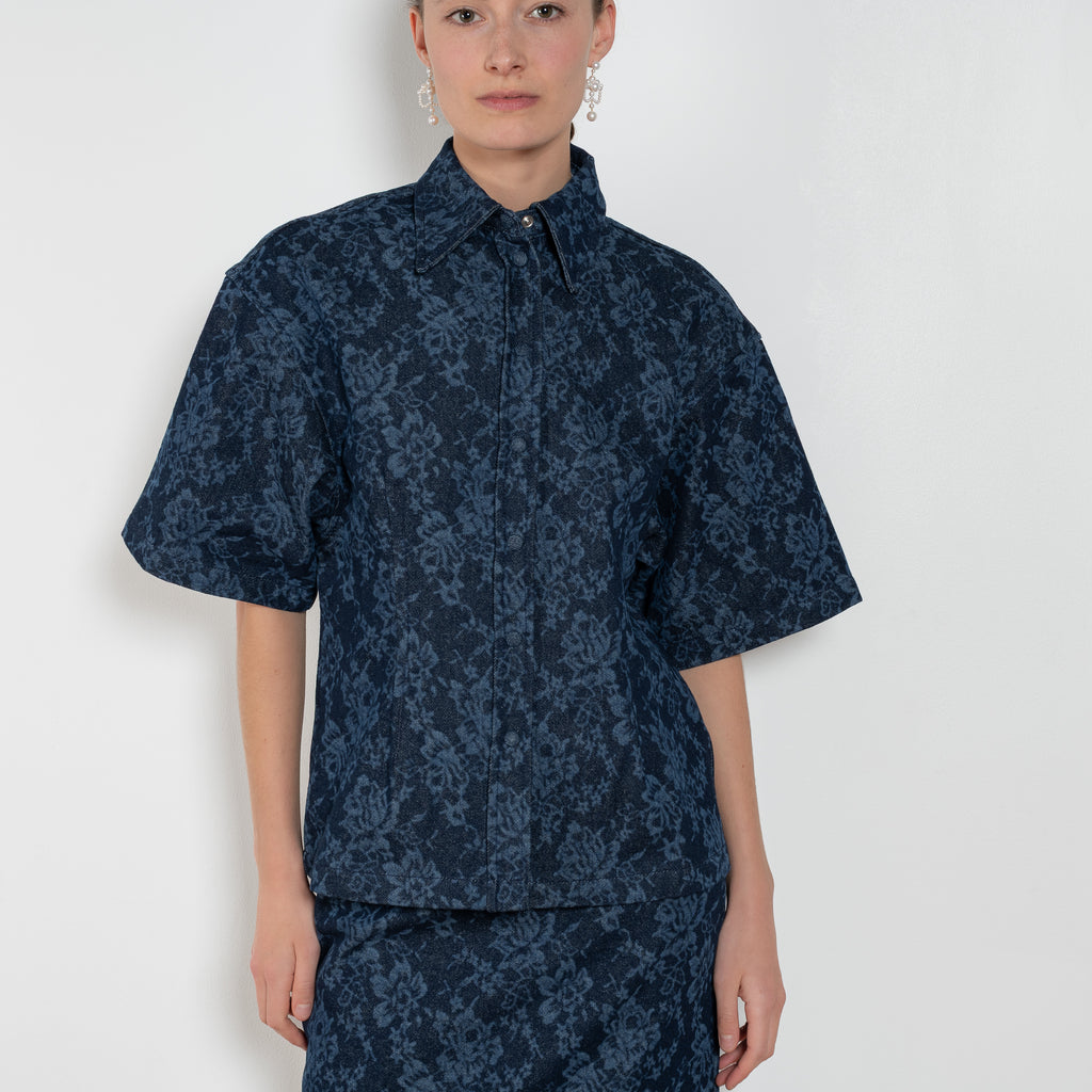 Bite Lace Print Denim Shirt