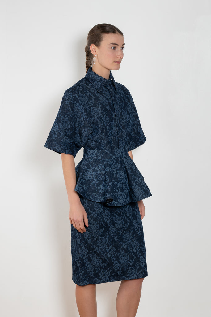 Bite Lace Print Denim Skirt