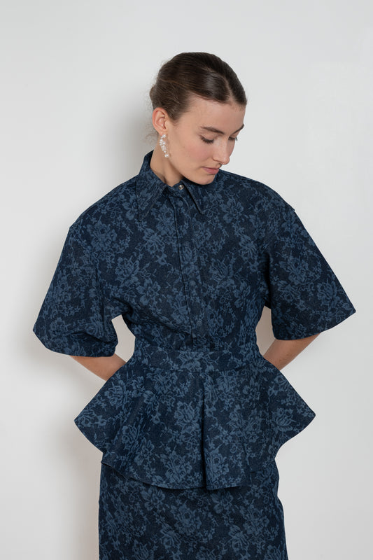 Bite Lace Print Denim belt