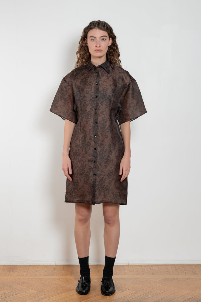 bite lace print organza dress
