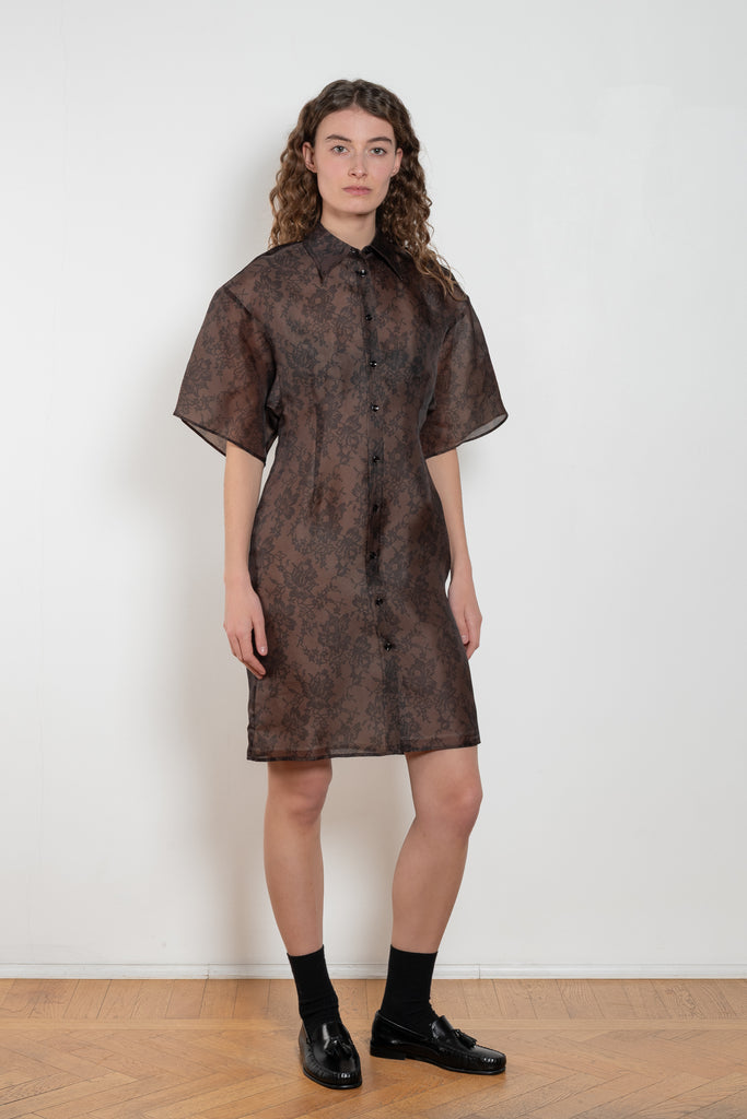 bite lace print organza dress