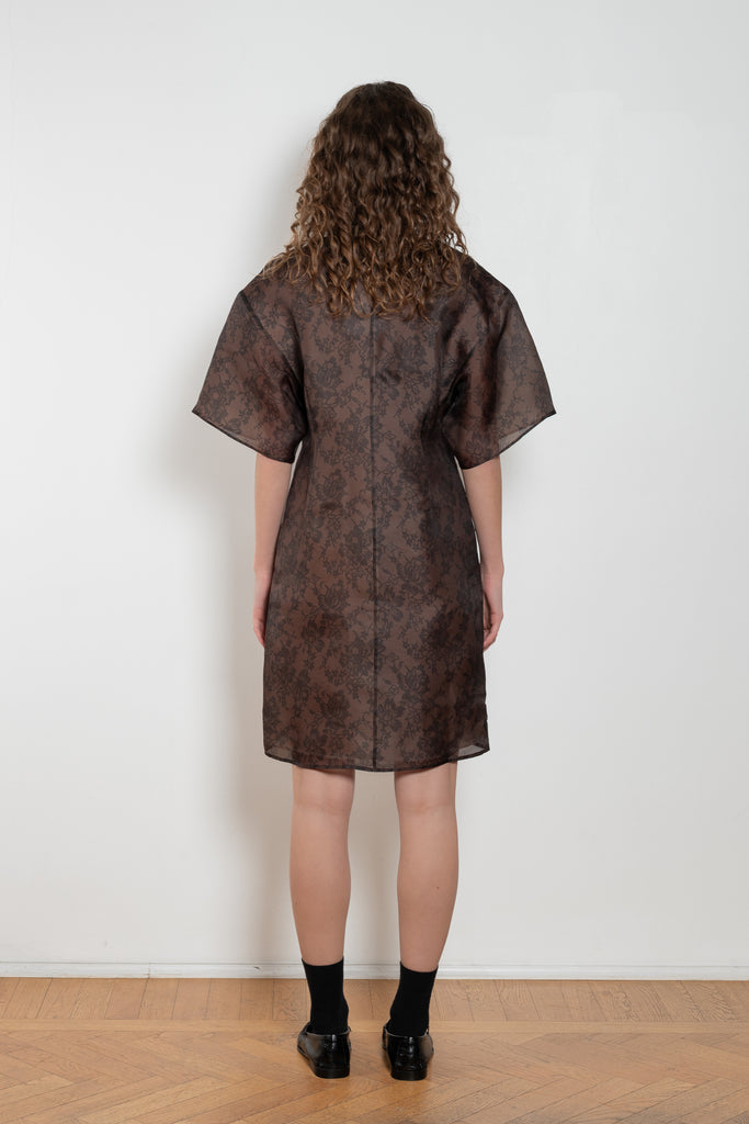 bite lace print organza dress