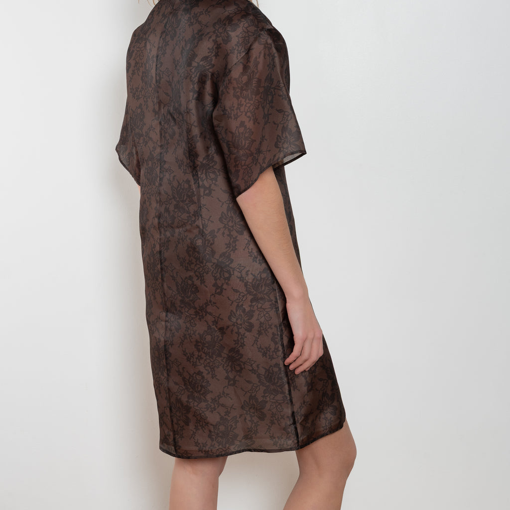 bite lace print organza dress