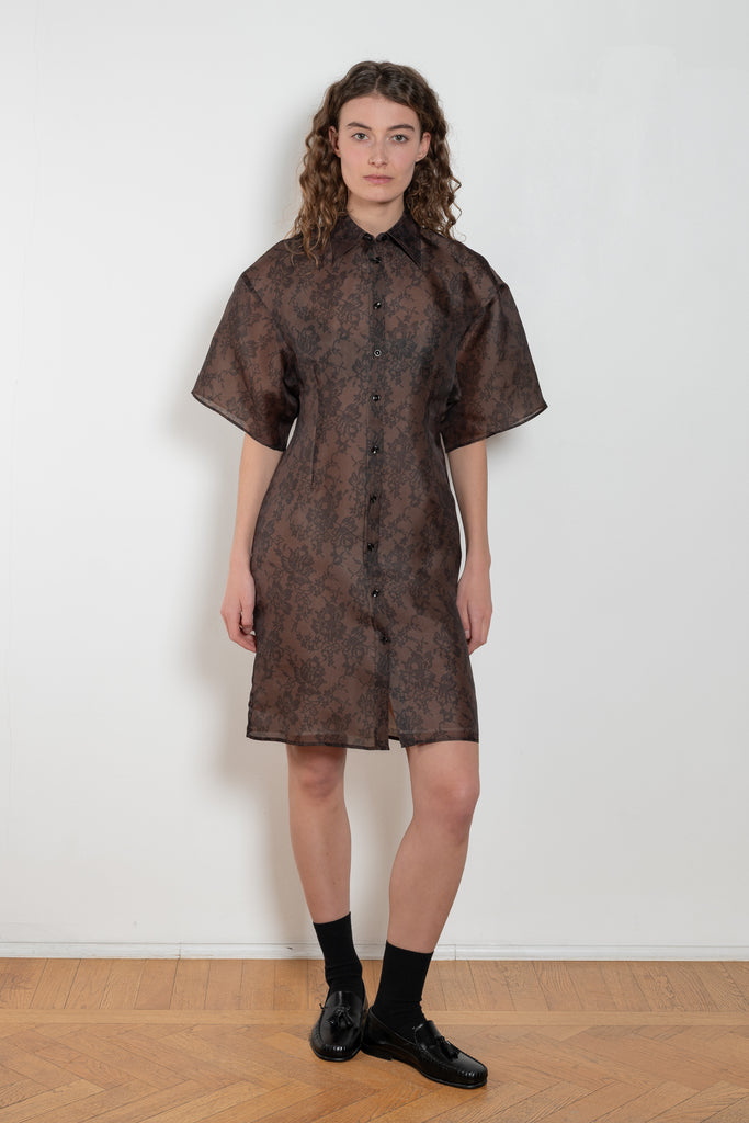 bite lace print organza dress