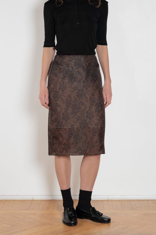 bite lace print organza skirt