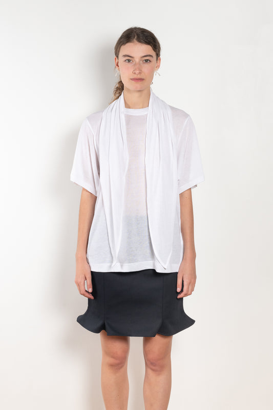 The Ludo Sheer tee by Bite is is crafted from luxurious fine cotton jersey crepe featuring a relaxed, oversized silhouette, elevated by a detachable scarf detail