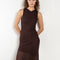 The Spacia Tank Dress by Bite is crafted from a soft, lustrous, and subtly textured jersey, featuring a sleek double bodice that flares into a single-layer skirt below the hips