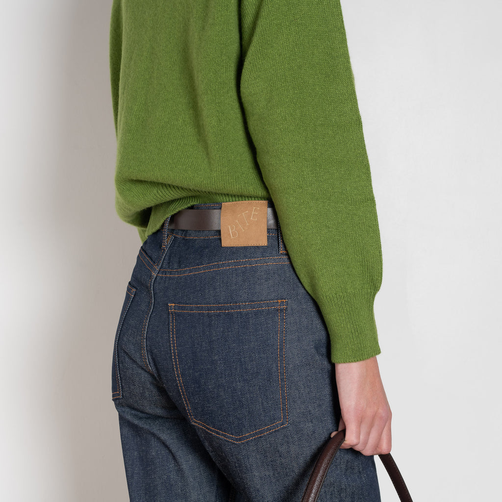 bite curved cotton denim