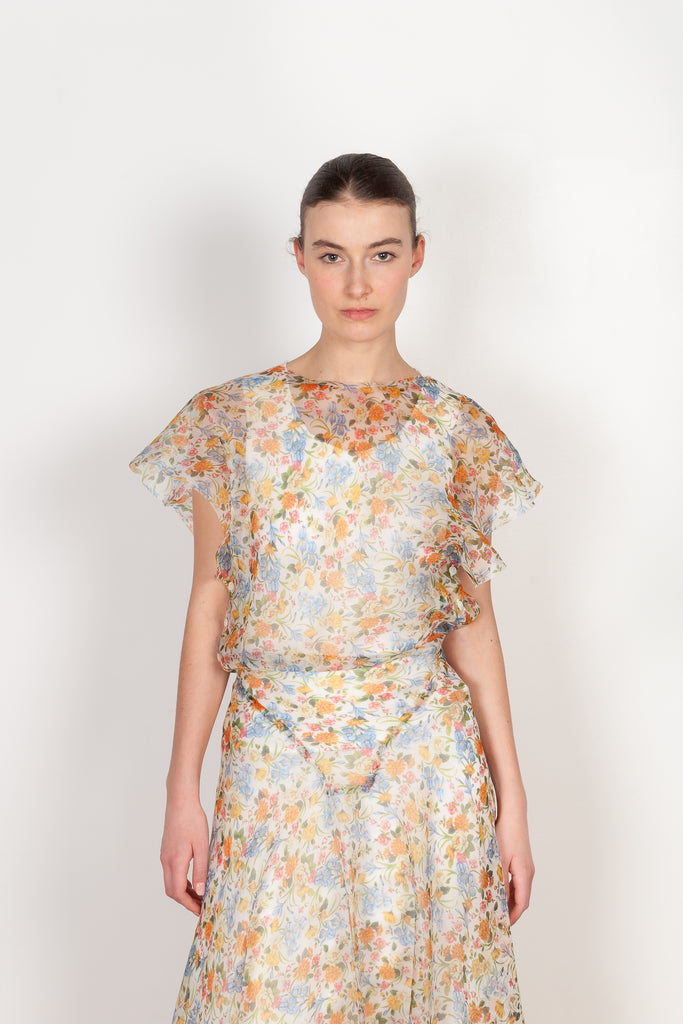 The Swim Dress by Botter is sheer romantic silk dress with an open back in a floral print