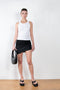 The Branded Wedge Sandal by Coperni is a signature black wedge sandal with lightweight platform soles