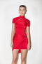 The Asymmetric Draped Dress by Coperni is a draped jersey mini dress with asymmetric details in lipstick red