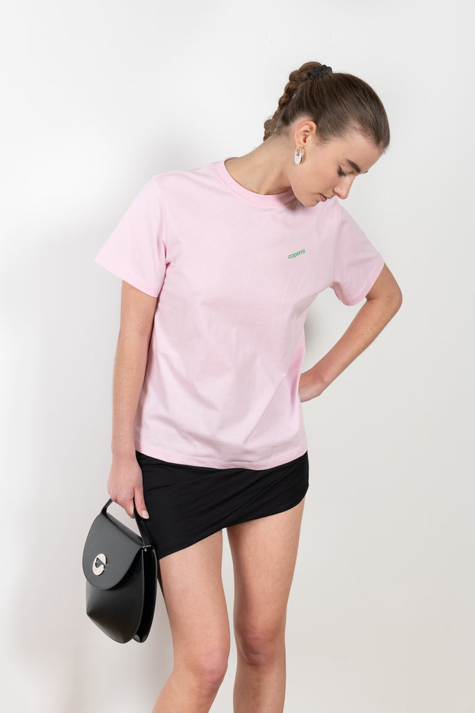 The Logo Boxy T-Shirt by Coperni is a signature relaxed Tee with a small slanted Coperni Logo on the front