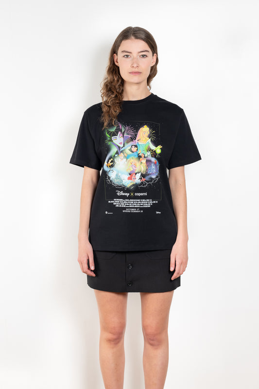 The Disney x Coperni Tshirt is a boxy cotton Tee paying tribute to some of the studio's most cherished heroes and villains