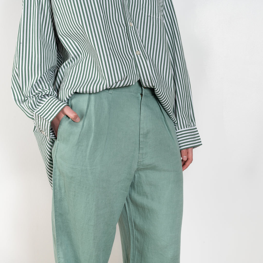 The Double Pleat Chino by Denimist is a relaxed trouser with a wide leg