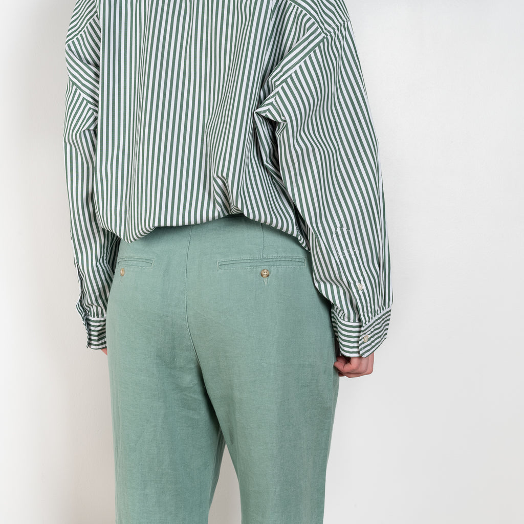 The Double Pleat Chino by Denimist is a relaxed trouser with a wide leg