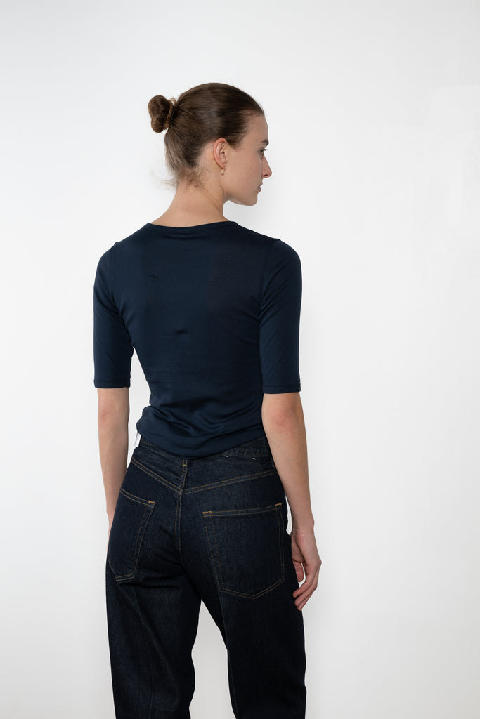 The Anna Tee by Flore Flore is a&nbsp;lengthened t-shirt with lengthened short sleeves, made from lightweight transparent organic cotton 1 x 1 rib