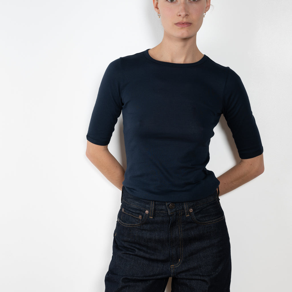 The Anna Tee by Flore Flore is a&nbsp;lengthened t-shirt with lengthened short sleeves, made from lightweight transparent organic cotton 1 x 1 rib
