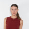 The Esme Dress by Flore Flore is a fitted crew neck tank dress with a double stitched cut-off seam on the back.