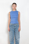 The Esme Tank by Flore Flore is a fitted crew neck tank top with a double stitched cut-off seam on the back.