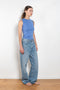 The Esme Tank by Flore Flore is a fitted crew neck tank top with a double stitched cut-off seam on the back.