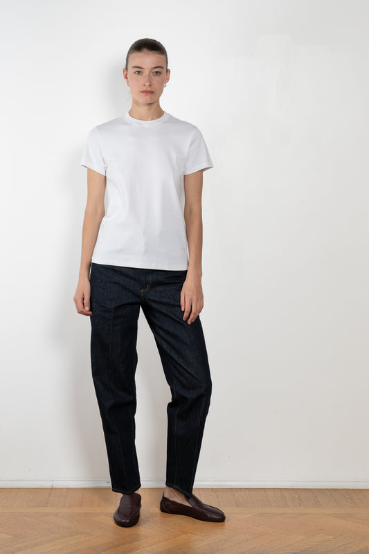 The Monica Tee by Flore Flore is a&nbsp;relaxed fit short-sleeved tee with a double stitched cut off seam on the back.