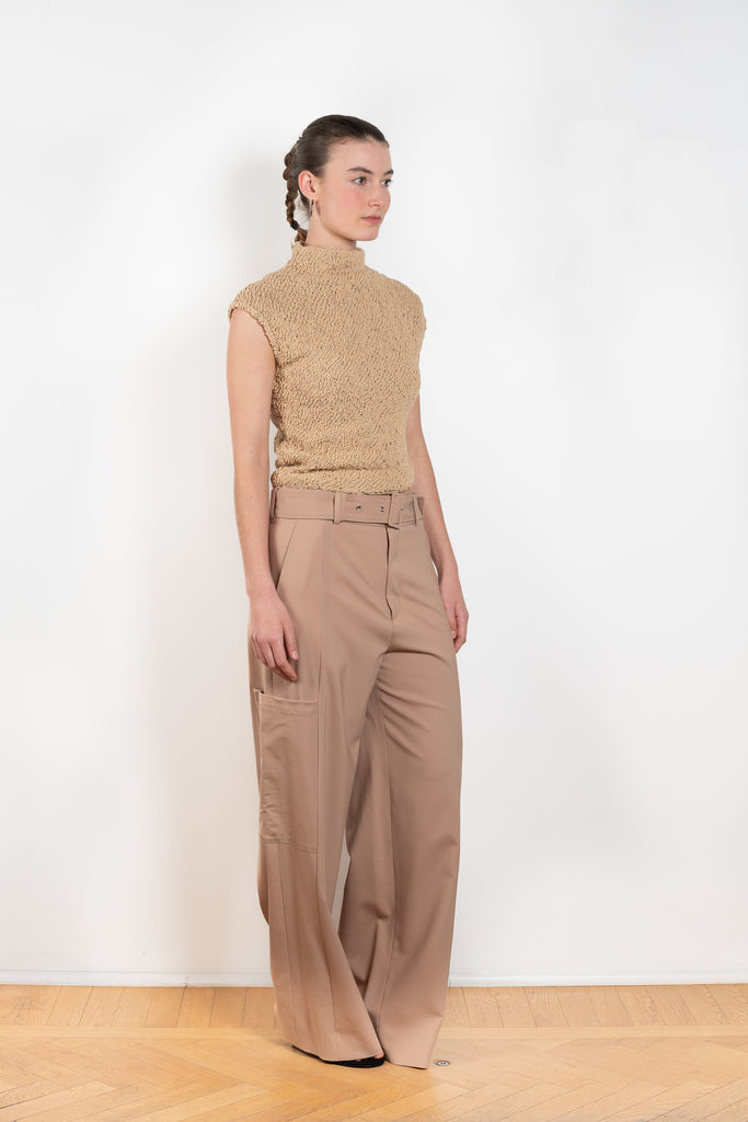 The Trouser M0351 by GAUCHERE is a mid waist suiting trouser with a wide leg and cargo detail