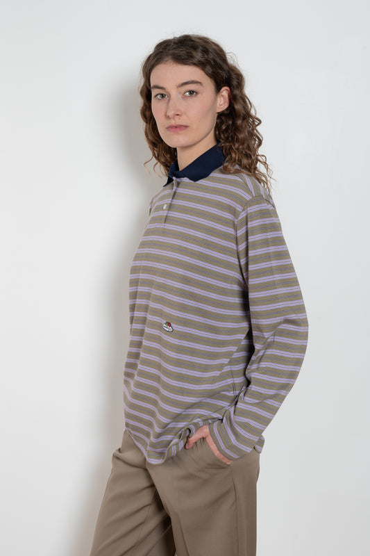 hommegirls stripe longsleeve polo