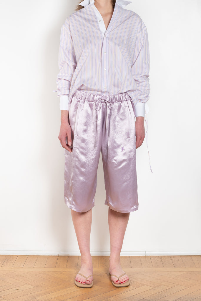 The Pifty 50-50 Shorts by Julie Kegels is a satin bermuda shorts with a drawstring closure