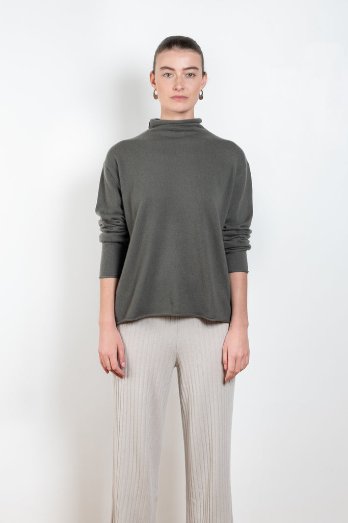 The Clio Sweater by Lisa Yang is a fine cashmere knit with a loose fit and high neck