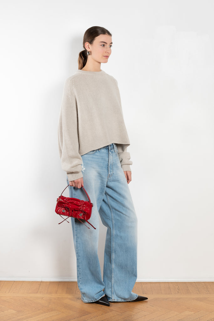 The Karine Sweater by Lisa Yang is a 5 gauge cashmere plain knit with a relaxed, cropped and boxy fit