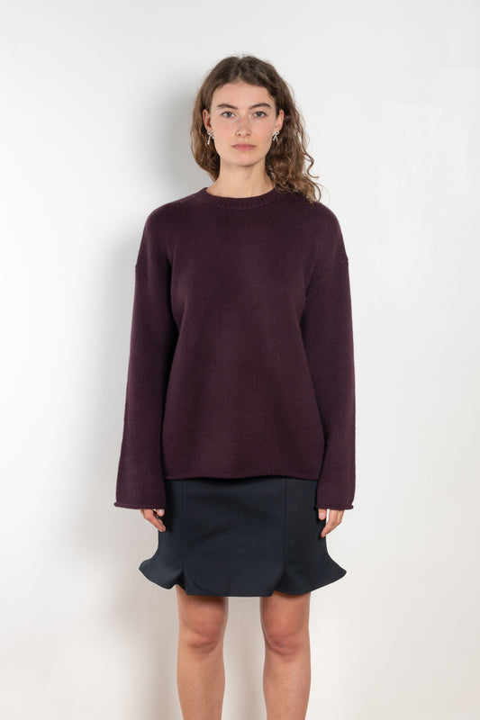 The Kristy Sweater by Lisa Yang is a 5 gauge cashmere relaxed knit with a longline silhouette and crewneck crafted in a heavy knit cashmere with a textured hand feel
