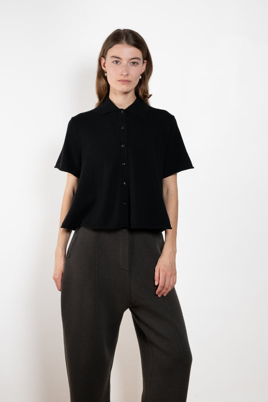 The Leith Top by Lisa Yang designed with a relaxed silhouette, it features a pointed collar, short sleeves, and subtly dropped shoulders that create a modern yet timeless look