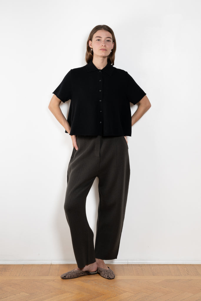 The Leith Top by Lisa Yang designed with a relaxed silhouette, it features a pointed collar, short sleeves, and subtly dropped shoulders that create a modern yet timeless look