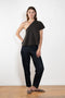 The Livana Top by LISA YANG reimagines everyday knitwear with a modern, asymmetrical silhouette