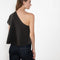 The Livana Top by LISA YANG reimagines everyday knitwear with a modern, asymmetrical silhouette