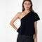 The Livana Top by LISA YANG reimagines everyday knitwear with a modern, asymmetrical silhouette.