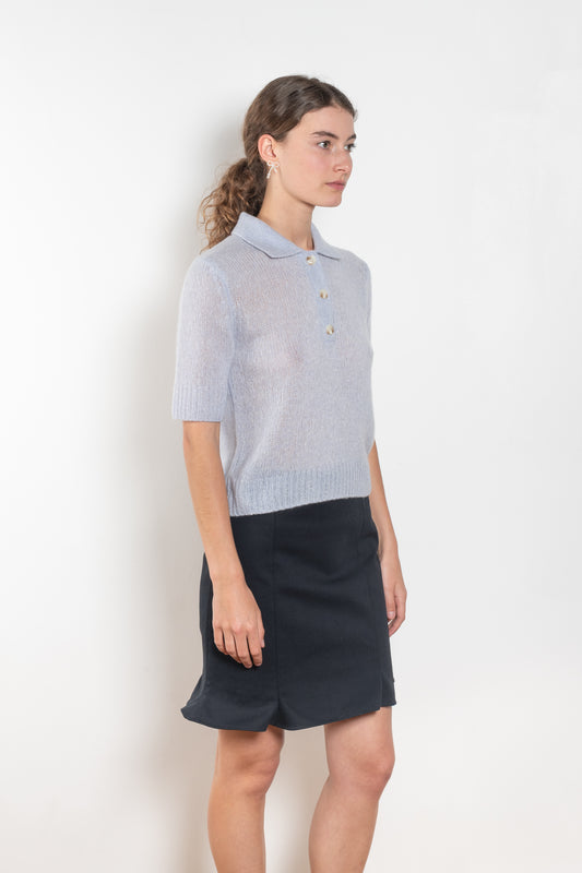 The Masy Polo Sweater by Lisa Yang is a polo sweater with a relaxed fit in a soft textured cashmere silk blend
